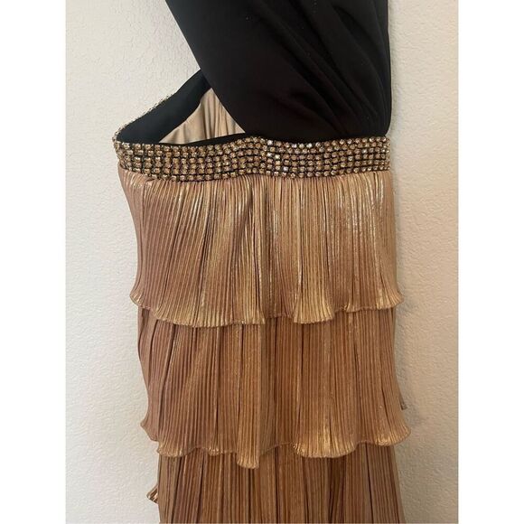 Mac Duggal Women's Ieena Metallic One Shoulder Ruffle Tiered Gown NEW NWT - Picture 7 of 11